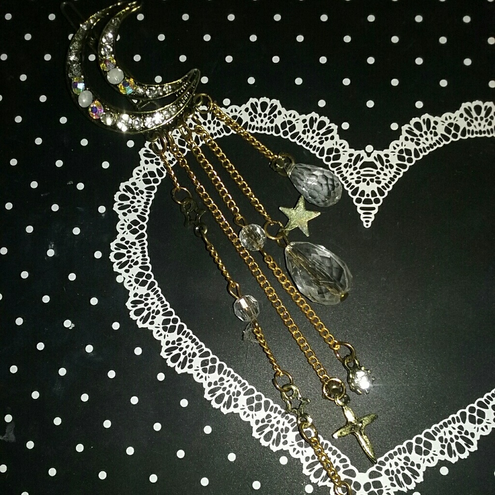 Bronze Crystal Moon Hair Barette,Really Cute!!